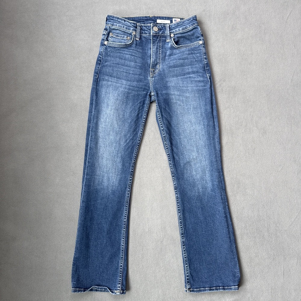 NoEnd Denim Jeans Womens 24 Blue Kick Flare Mid Rise Medium Wash USA Made‎